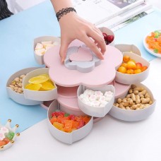 Toytexx Rotating Candy Box,  Non-Slip Flower Shape Snack Organizer with Double Layers, Seeds Nuts and Dry Fruits Storage 